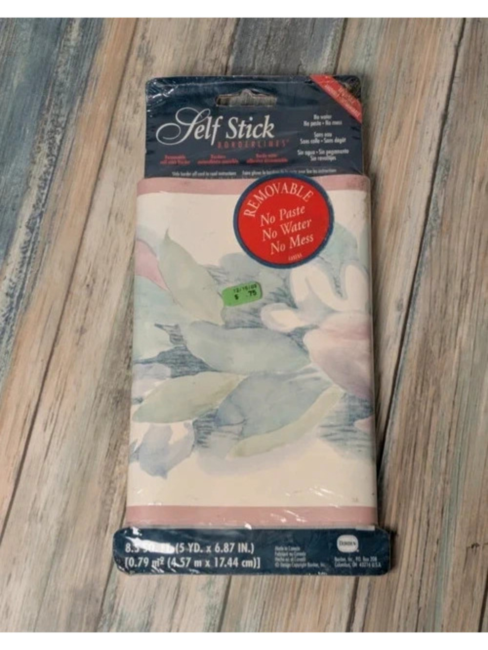 Vintage 1993 Borden Self Stick Floral Wallpaper Border Pastel 5 Yards NOS